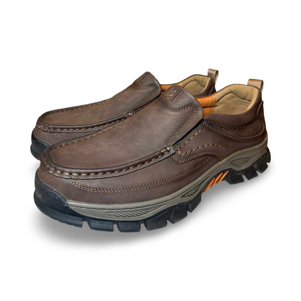 Twisted X Driving Moc Leather Slip On Lug Sole Brown Work Shoes Mens EU47